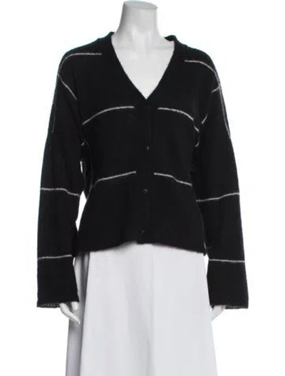 Pre-owned Cordera Baby Alpaca Striped Sweater In Black