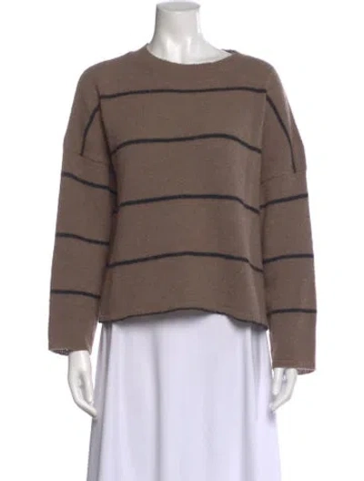 Pre-owned Cordera Baby Alpaca Striped Sweater In Brown