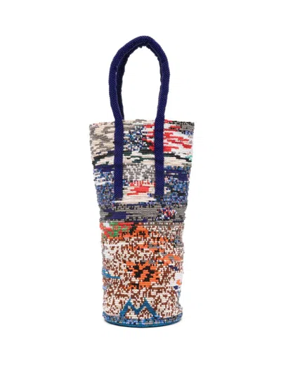 Cordera Beaded Tote Bag In Blue