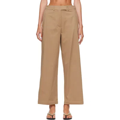 Cordera Beige Low Rise Cotton Trousers In Brown