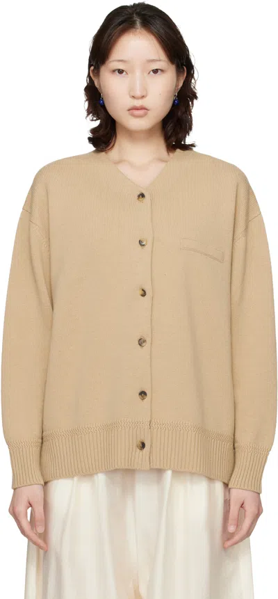 Cordera Beige Merino Wool Cardigan In Brown