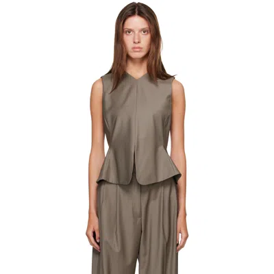 Cordera Beige Tailored Peplum Top In Taupe