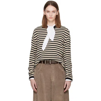 Cordera Black & Beige Organic Cotton Striped Long-sleeve T-shirt In Brown