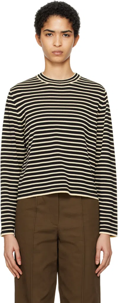Cordera Black & White Organic Cotton Striped T-shirt In Striped Black