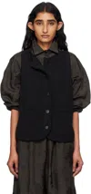 Cordera Black Boxy Cotton Waistcoat Cardigan In Black