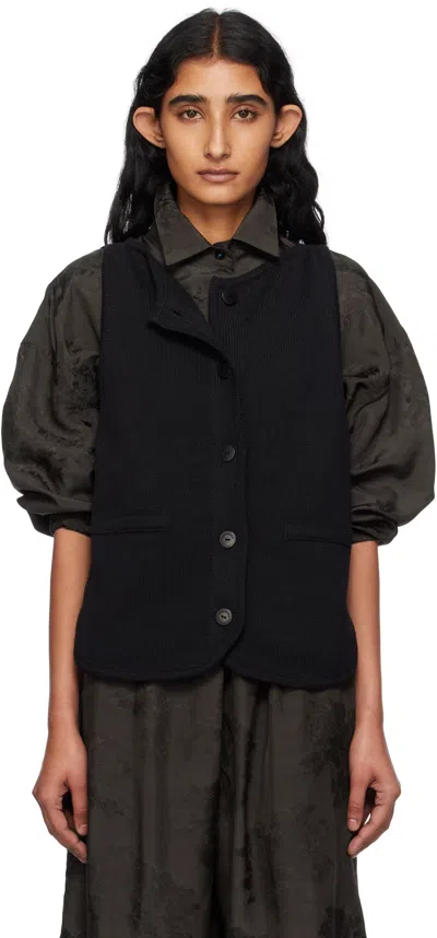 Cordera Black Boat-neck Waistcoat Cardigan