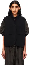 Cordera Black Boxy Cotton Waistcoat Cardigan In Black