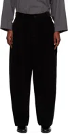 Cordera Black Corduroy Baggy Trousers In Black