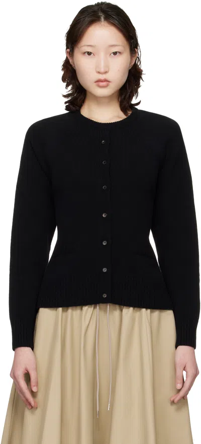 Cordera Black Merino Wool Open-back Cardigan