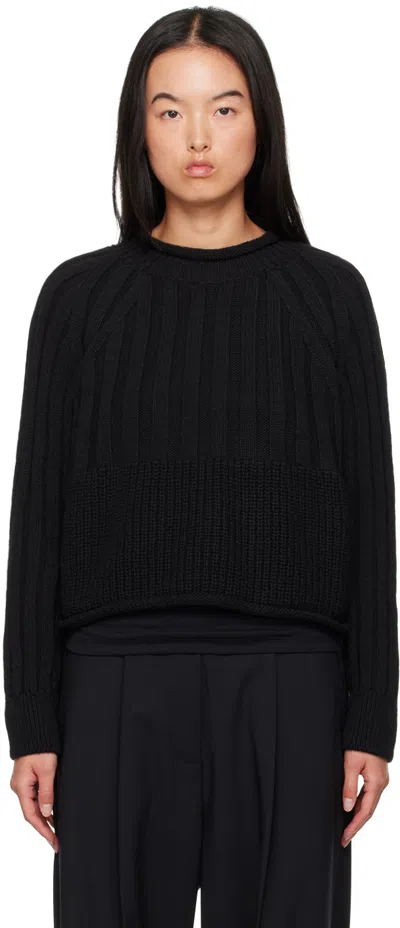 Cordera Black Ribbed Cotton Sweater
