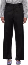 Cordera Black Satin Straight Trousers In Black