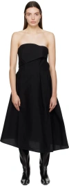 Cordera Black Strapless Midi Dress In Black