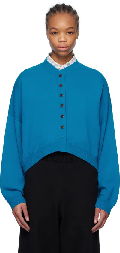 Cordera Cotton Cropped Cardigan Ceruleo