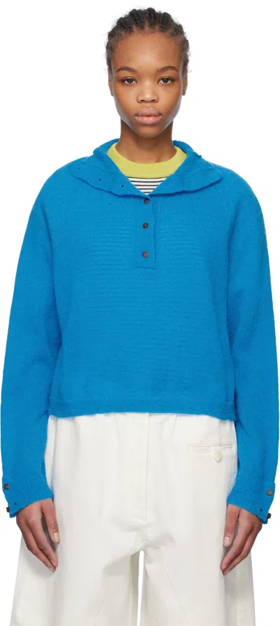 Cordera Blue Mohair & Baby Alpaca Polo In Ceruleo