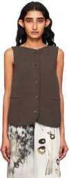 Cordera Brown Boatneck Waistcoat Cardigan In Brown
