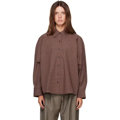 Cordera Brown Checked Oversized Shirt In Brown/navy