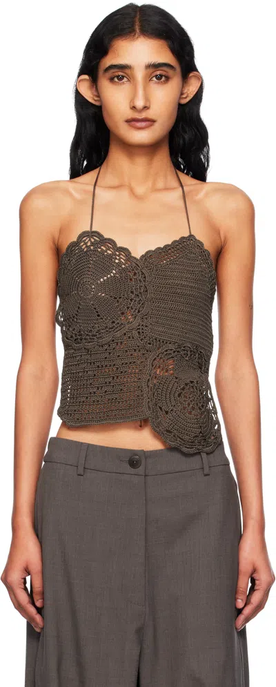 Cordera Brown Hand-crochet Top In Gray