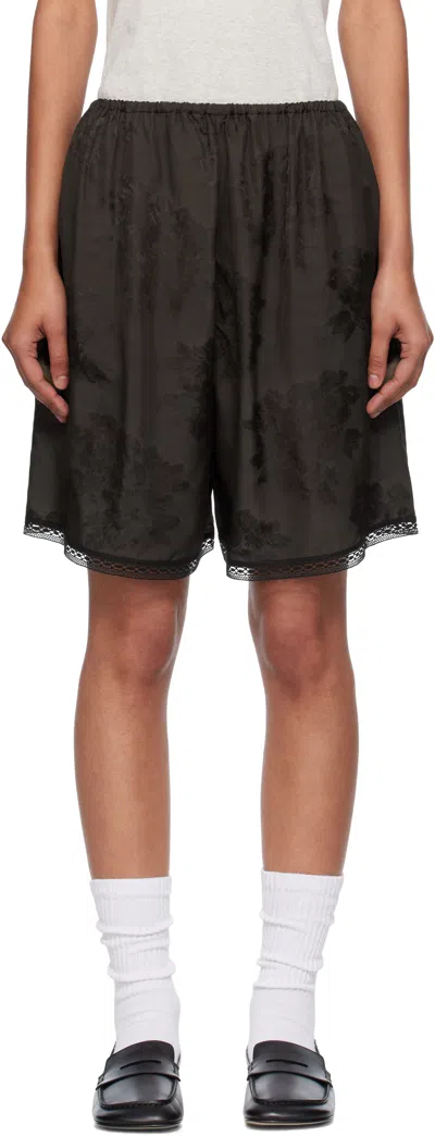 Cordera Brown Jacquard Lace Shorts