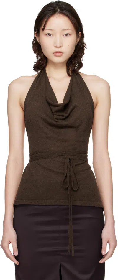 Cordera Brown Merino Wool Tie Top