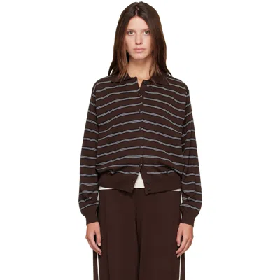 Cordera Brown Organic Cotton Striped Polo Cardigan