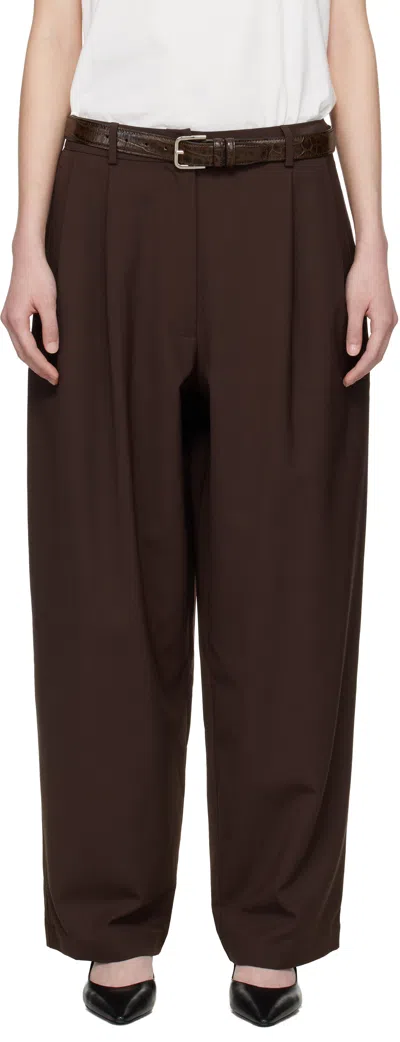 Cordera Brown Tailored Masculine Trousers In Burgundy
