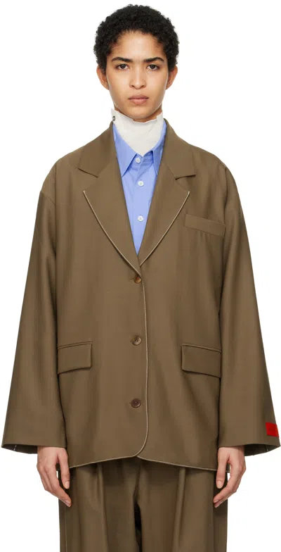 Cordera Brown Tailoring Stitch Blazer In Otter
