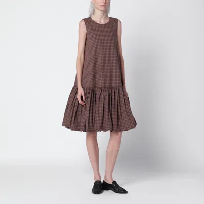 Cordera Brown/navy Blue Checked Balloon Dress