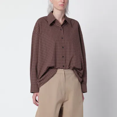 Cordera Brown/navy Blue Checked Oversized Shirt
