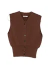 Cordera Button Down Vest In Brown