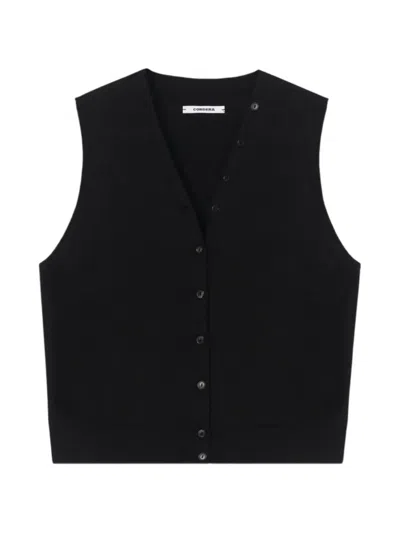 Cordera Button-up Knitted Waistcoat In Black