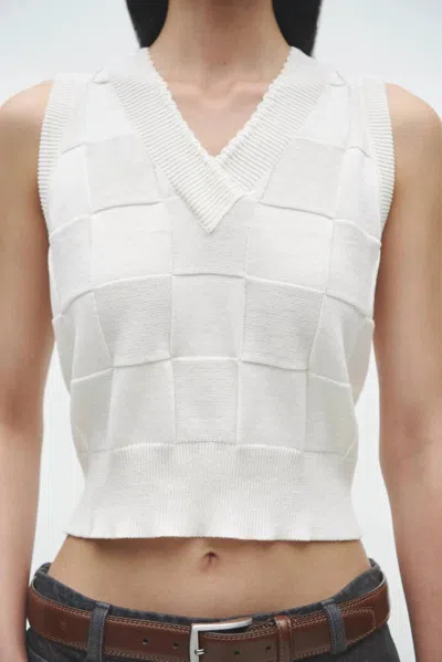 Cordera Checkered Cotton & Cashmere Waistcoat In White