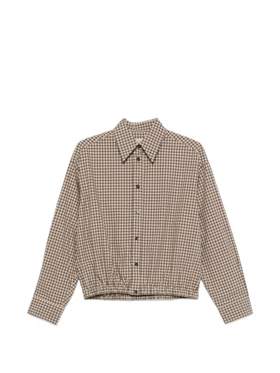 Cordera 체크 프린트 밴딩 헴 셔츠 In Brown