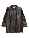 Cordera Collared Leather Coat In Black