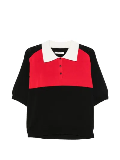 Cordera Colorblock Perforated-detail Polo Top In Black