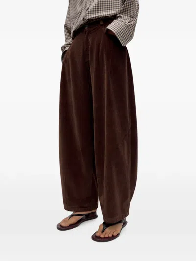 Cordera Corduroy Baggy Trousers In Brown