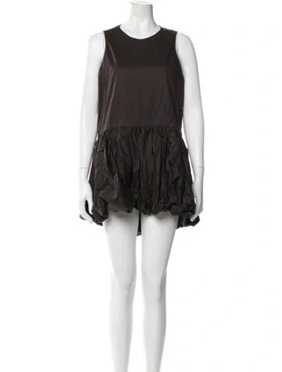 Pre-owned Cordera Crew Neck Mini Dress In Brown