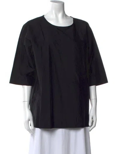 Pre-owned Cordera Crew Neck Three-quarter Sleeve Top In Black