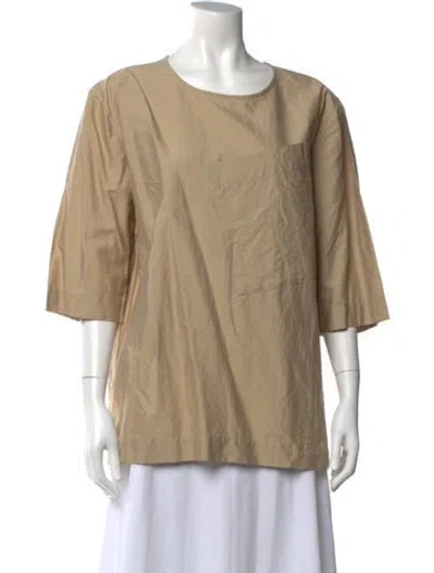 Pre-owned Cordera Crew Neck Three-quarter Sleeve Top In Neutral