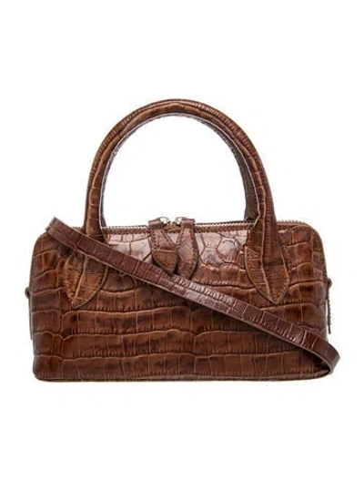 Pre-owned Cordera Embossed Leather Top Handle Bag In Brown