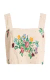 Cordera Exclusive La Isla Floral Beaded Top In Neutral