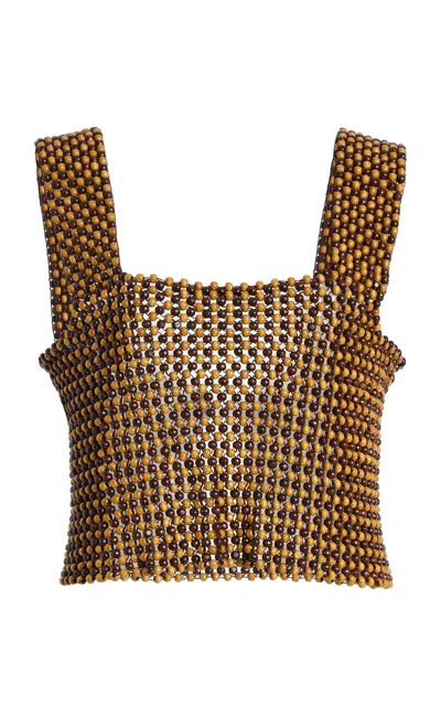 Cordera Exclusive La Isla Wood-beaded Top In Brown