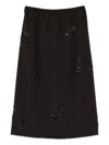 Cordera Floral-beading Midi Skirt In Brown