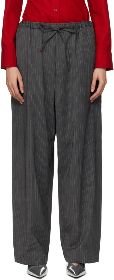 Cordera Gray Classic Striped Trousers In Grey