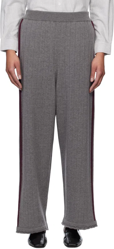 Cordera Gray Merino Pointelle Trousers In Grey