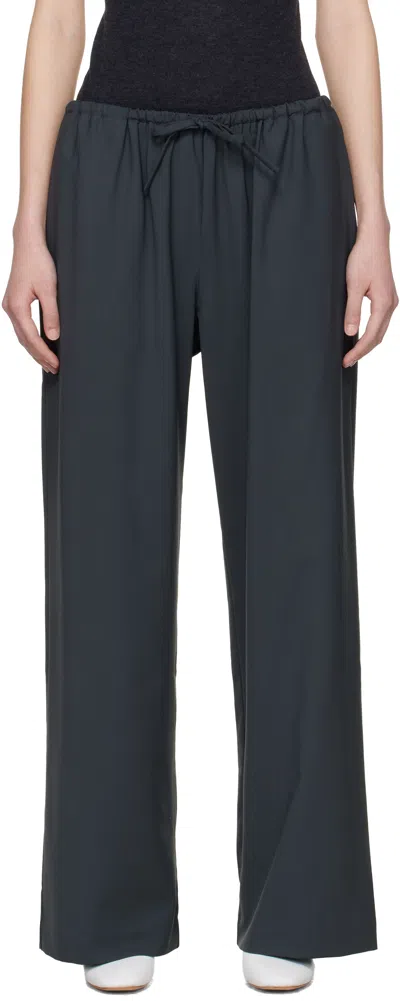 Cordera Gray Tailored Drawstring Trousers In Black