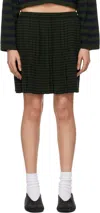 Cordera Green & Navy Merino Wool Striped Miniskirt In Striped Green