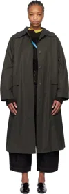 Cordera Green Crochet Trench Coat In Khaki Green