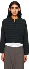 Cordera Green Merino Wool Striped Cardigan In Green
