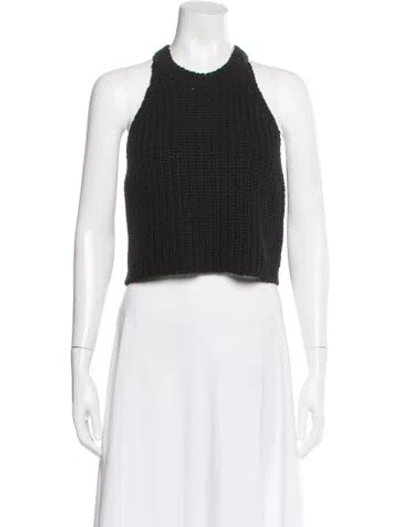 Pre-owned Cordera Halterneck Sleeveless Crop Top In Black