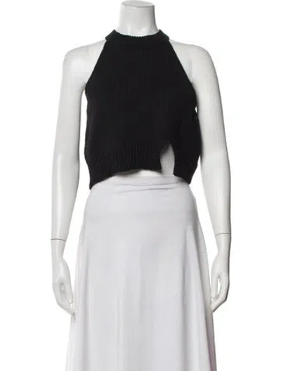 Pre-owned Cordera Halterneck Sleeveless Crop Top In Grey